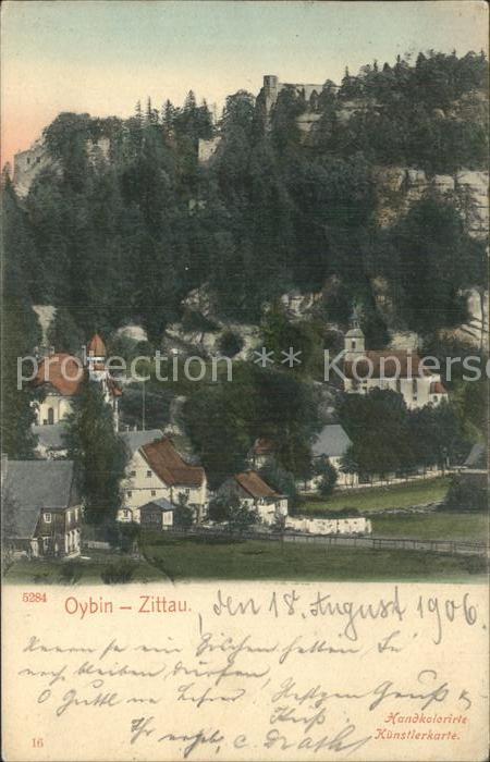 Oybin Sachsen Teilansicht mit Berg Oybin