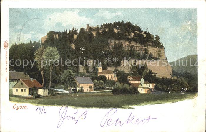 Oybin Sachsen Teilansicht mit Kirche und Berg Oybin