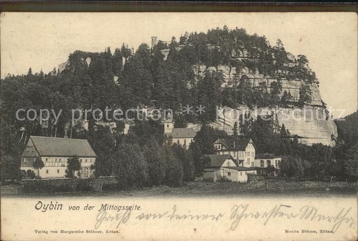 Oybin Sachsen Teilansicht mit Kirche und Berg Oybin