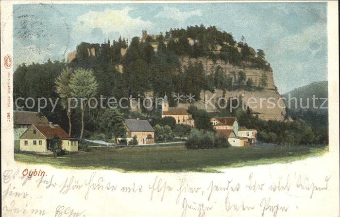 Oybin Sachsen Teilansicht mit Kirche und Berg Oybin