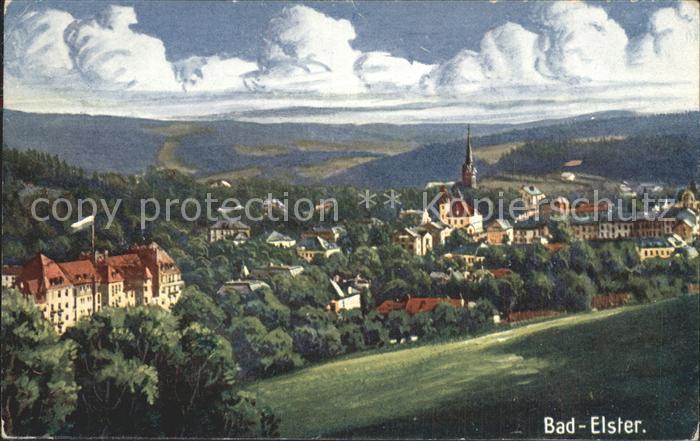 Bad Elster Panorama Kurort Kuenstlerkarte