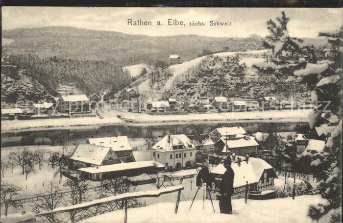 Rathen Saechsische Schweiz Winterpanorama Elbe Fotograf Bahnpost