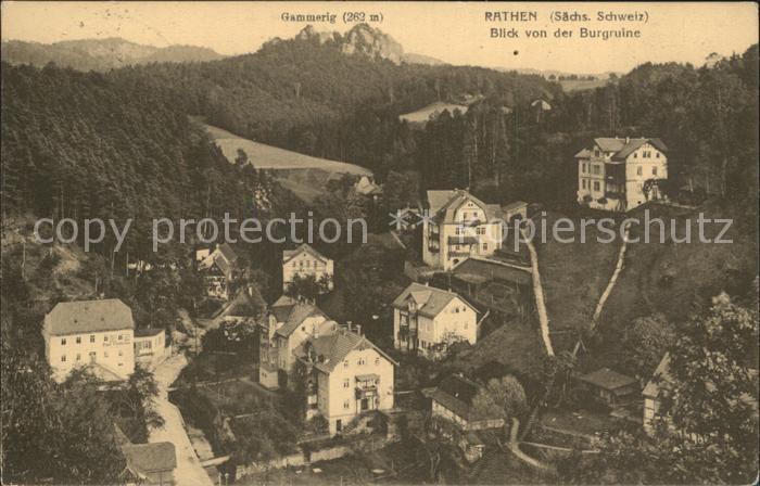 Rathen Saechsische Schweiz Panorama Blick von der Burgruine Gammerig Elbsandstei
