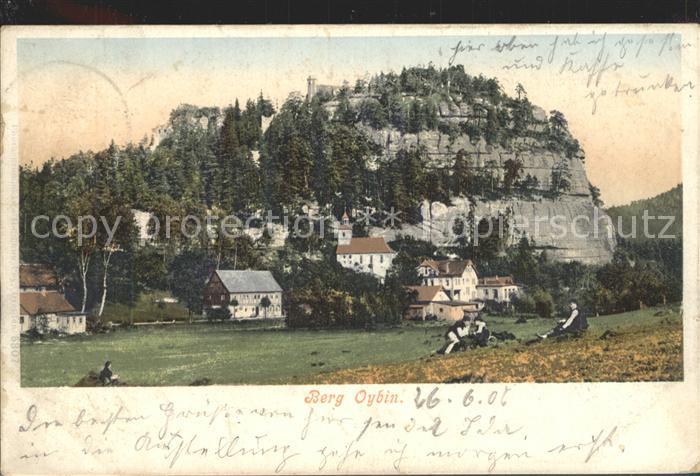 Oybin Sachsen Teilansicht mit Kirche und Berg Oybin