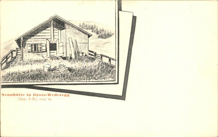 Gross Wederegg Sennhuette Zeichnung Kuenstlerkarte