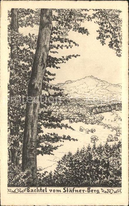 Staefa Bachtel vom Staefner Berg Zeichnung Kuenstlerkarte