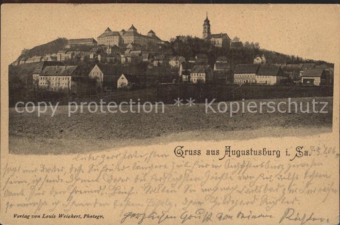 Augustusburg Gesamtansicht mit Kirche und Schloss