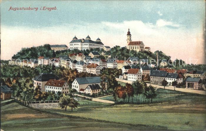 Augustusburg Gesamtansicht mit Kirche und Schloss