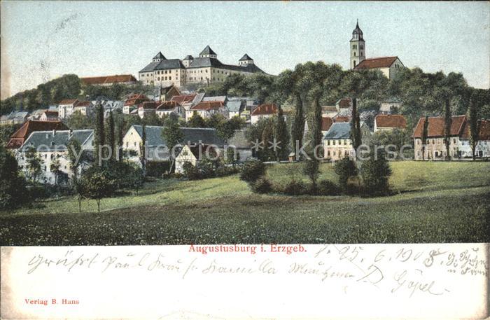 Augustusburg Ortsansicht mit Schloss und Kirche