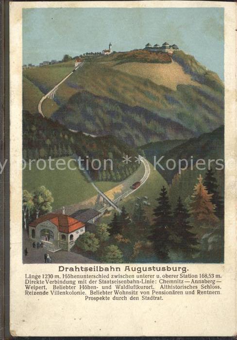Augustusburg Drahtseilbahn Schloss Kuenstlerkarte