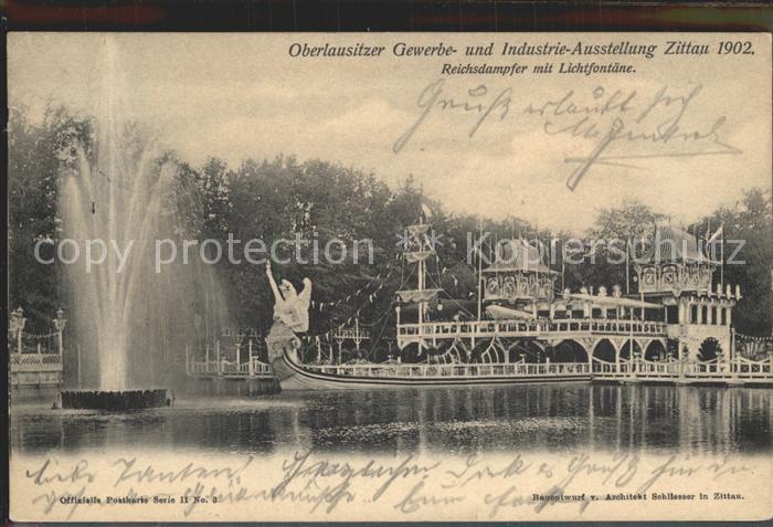 Zittau Reichsdampfer Lichtfontaene Oberlausitzer Gewerbe und Industrieausstellun
