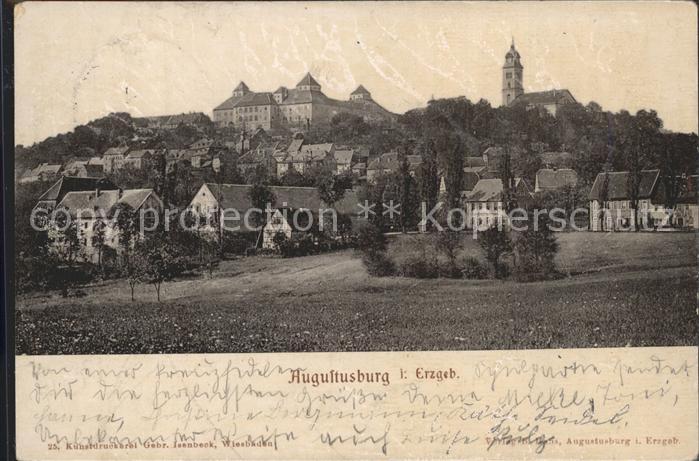 Augustusburg Ortsansicht mit Kirche und Schloss
