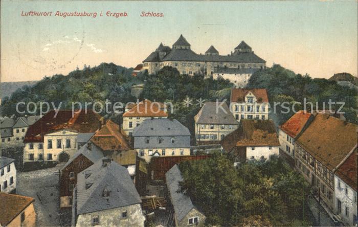 Augustusburg Teilansicht Luftkurort mit Schloss