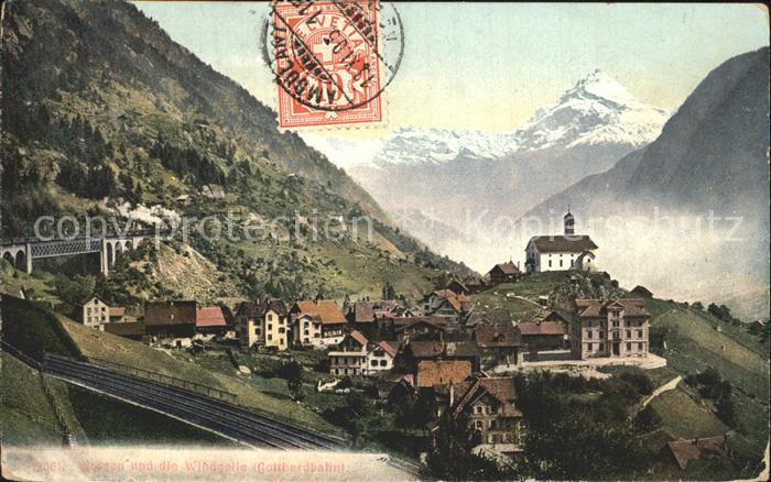 Wassen UR mit Windgaelle Gotthardbahn