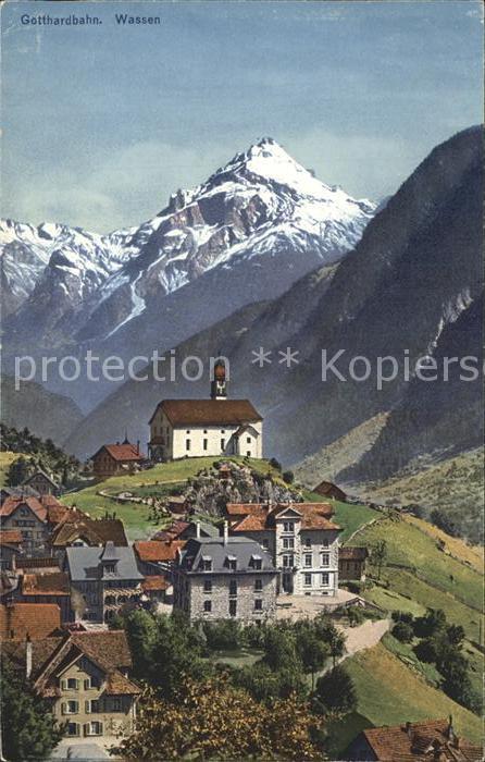 Wassen UR mit Gotthardbahn und Windgaelle