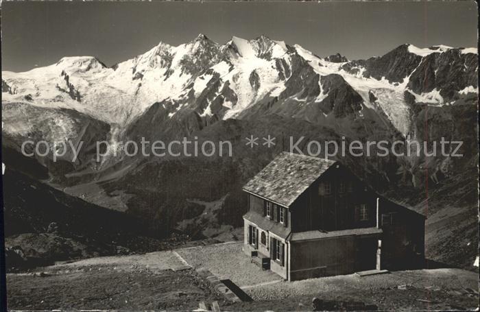 Saastal Weissmies Huette mit Mischabelkette