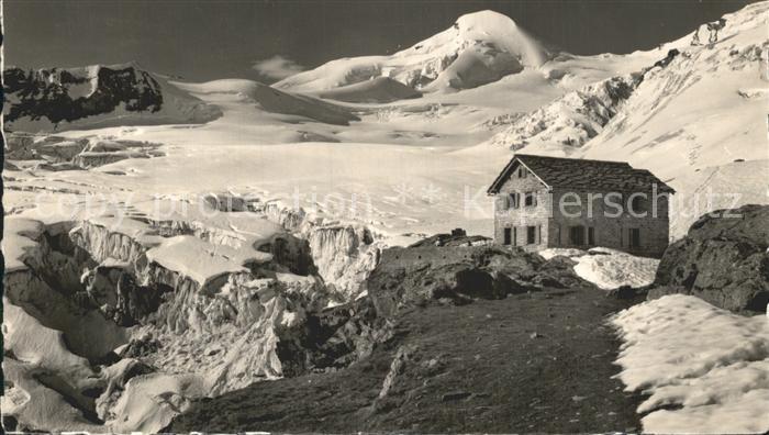 Saas-Fee Berggasthaus Langefluh mit Allalinhorn und Feegletscher