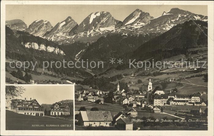 Nesslau Kurhaus Gruetli Neu St Johann mit Churfirsten