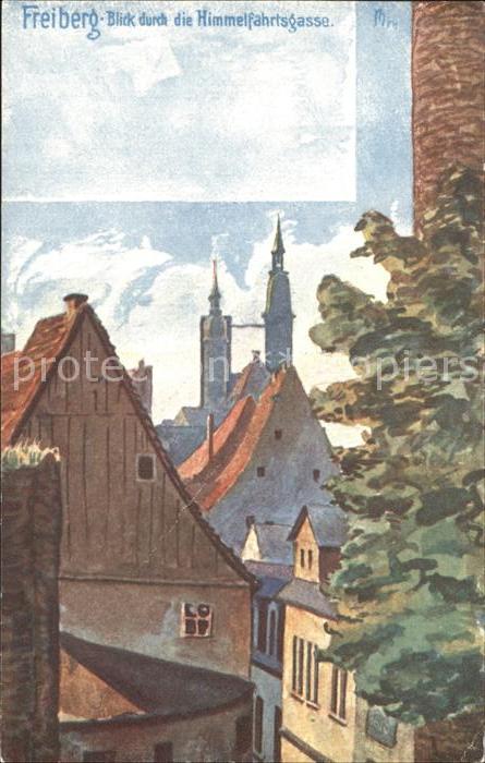 Freiberg Sachsen Himmelfahrtsgasse 3. Kuenstlerkarte des Erzgebirgsvereins