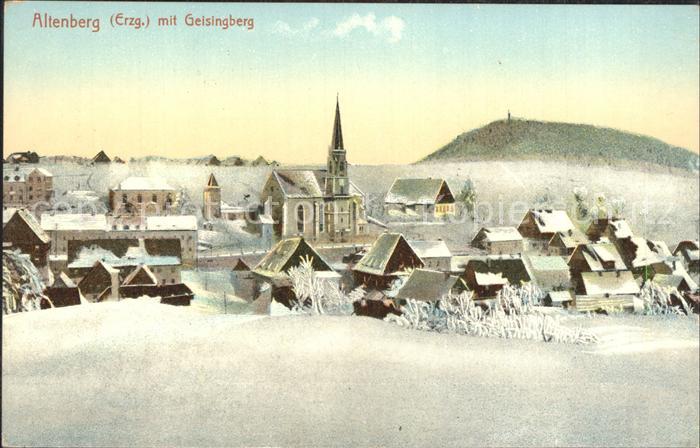 Altenberg Erzgebirge Ortsansicht mit Kirche Geisingberg im Winter