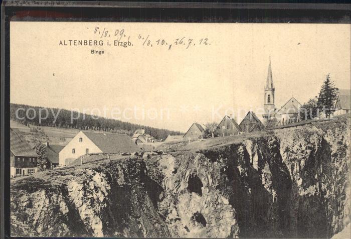 Altenberg Erzgebirge Teilansicht mit Kirche und Binge