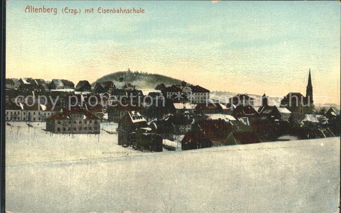 Altenberg Erzgebirge Ortsansicht mit Kirche und Geisingberg Eisenbahnschule