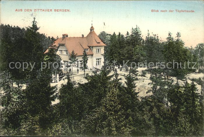 Oybin Sachsen Blick nach der Toepferbaude Zittauer Gebirge