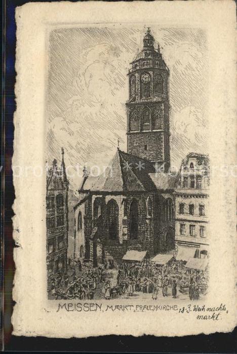 Meissen Elbe Sachsen Markt Frauenkirche Kuenstlerkarte