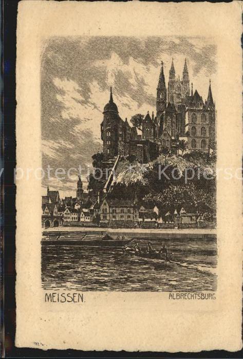 Meissen Elbe Sachsen Albrechtsburg Kuenstlerkarte