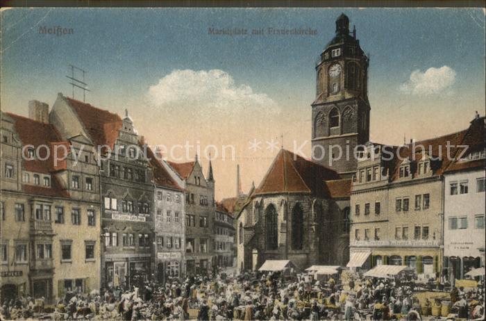 Meissen Elbe Sachsen Marktplatz mit Frauenkirche