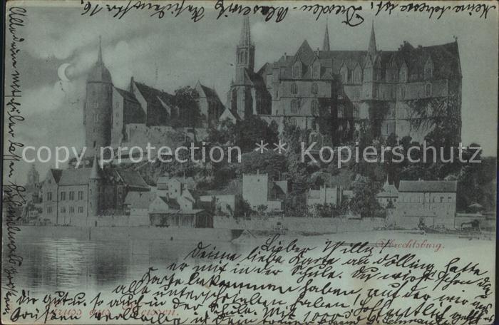 Meissen Elbe Sachsen Albrechtsburg im Mondschein