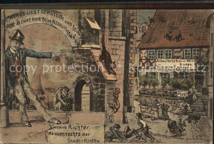 Meissen Elbe Sachsen Altdeutsche Weinschaenke Vincenz Richter Stadtkirche Kuenst