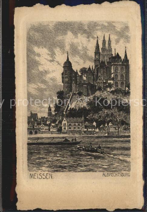 Meissen Elbe Sachsen Albrechtsburg Dom Kuenstlerkarte