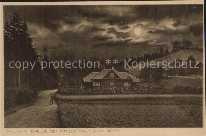 Kreischa Wilischbaude im Mondschein