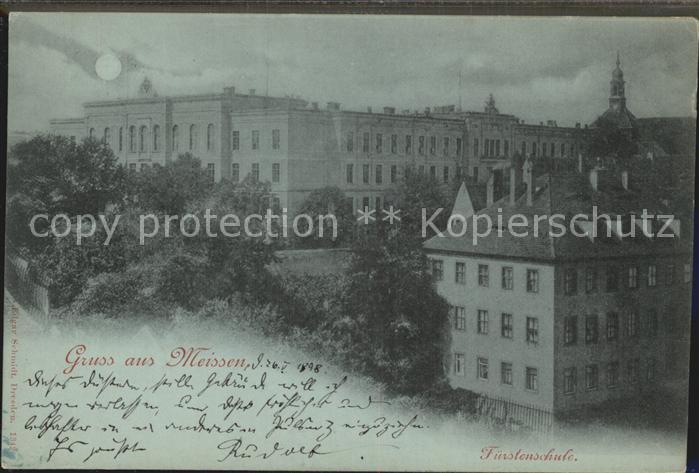 Meissen Elbe Sachsen Fuerstenschule im Mondschein