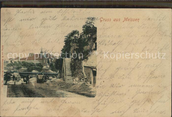 Meissen Elbe Sachsen Blick zum Burgberg Albrechtsburg