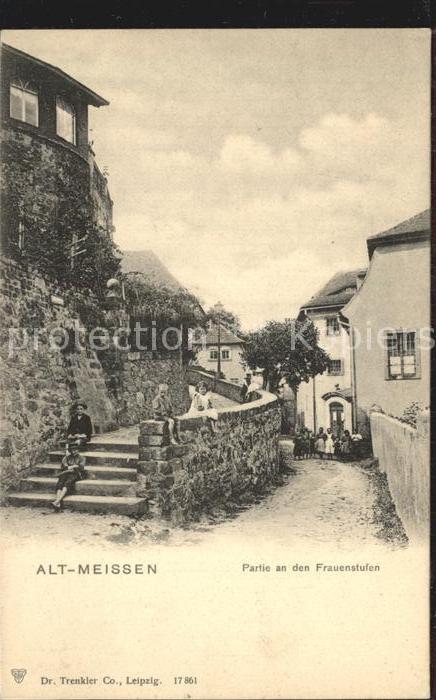 Alt Meissen Elbe Partie an den Frauenstufen