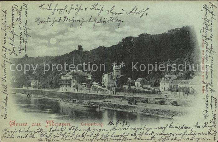 Meissen Elbe Sachsen Geipelburg Burgcafe Vergnuegungsstaette Elbufer im Mondsche