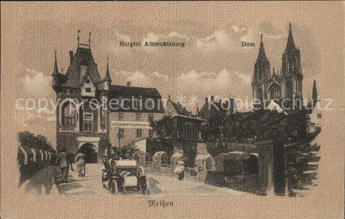 Meissen Elbe Sachsen Burgtor Albrechtsburg Dom Litho