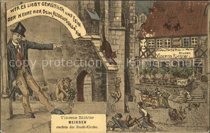 Meissen Elbe Sachsen Altdeutsche Weinschaenke Vincenz Richter Stadtkirche Kuenst