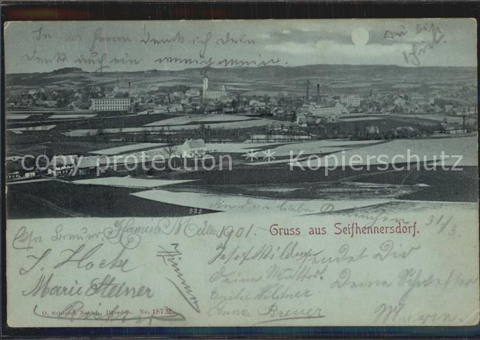 Seifhennersdorf Gesamtansicht im Mondschein Reichspost
