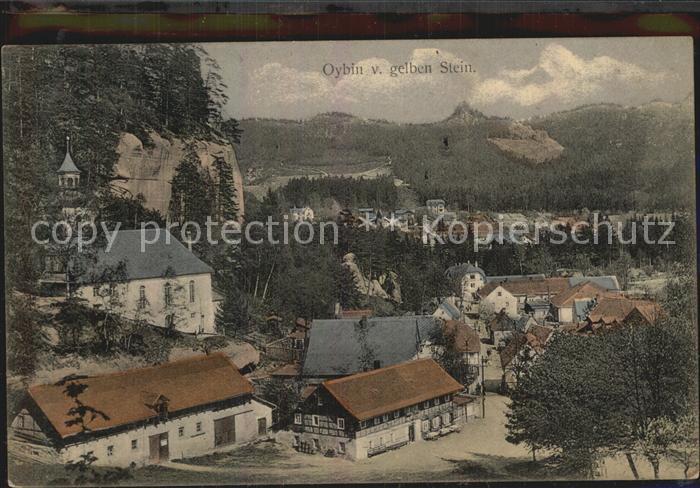 Oybin Sachsen vom gelben Stein aus gesehen Kirche Zittauer Gebirge