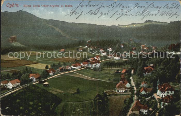 Oybin Sachsen Panorama Blick nach Ober Oybin und Hain Hochwald Zittauer Gebirge