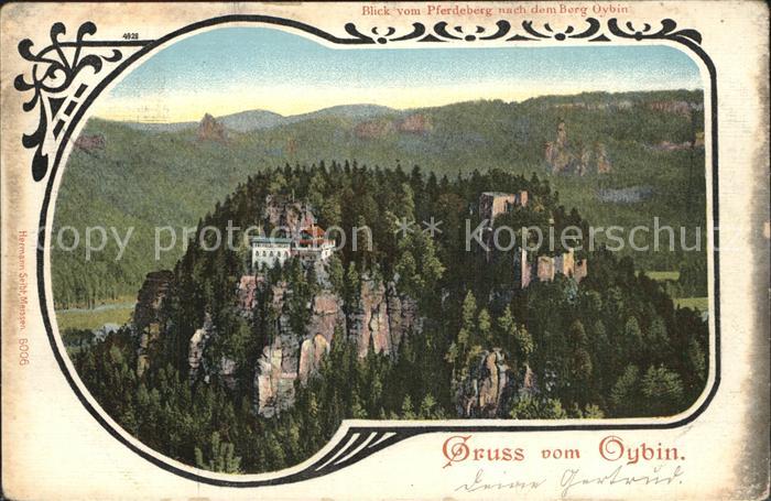 Oybin Sachsen Blick vom Pferdeberg Berg Oybin Bergrestaurant Kirchenruine Zittau