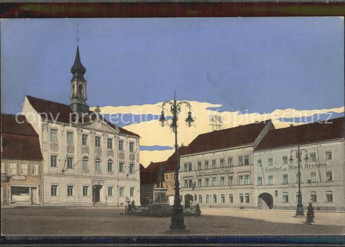 Radeberg Sachsen Markt mit Rathaus Gasthof zur Stadt Dresden Illustration