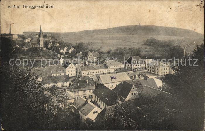 Bad Berggiesshuebel Teilansicht mit Kirche Kneippkurort