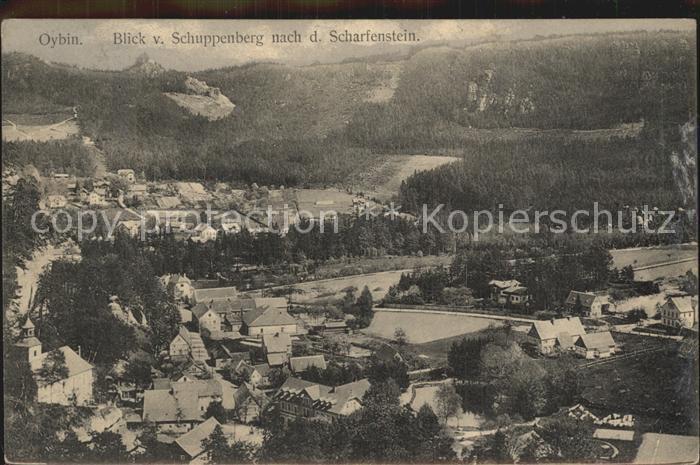 Oybin Sachsen Blick vom Schuppenberg nach dem Scharfenstein Zittauer Gebirge