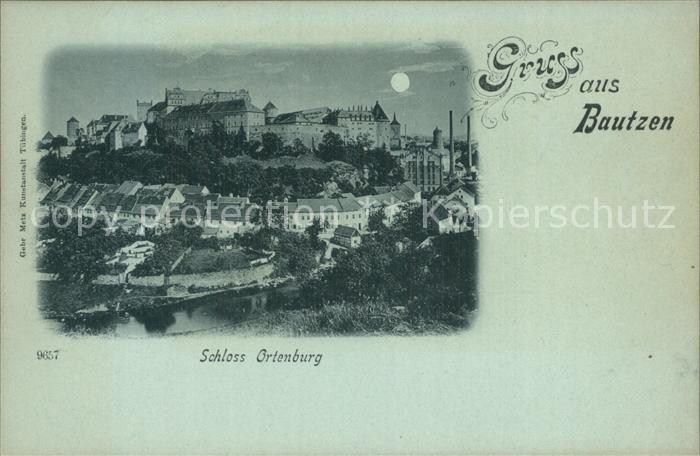 Bautzen Sachsen Schloss Ortenburg im Mondschein Reichspost