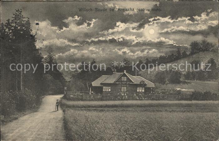 Kreischa Wilischbaude im Mondschein