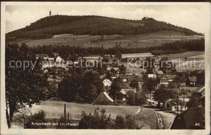 Krombach Krompach mit Blick zum Hochwald Lausitzer Gebirge